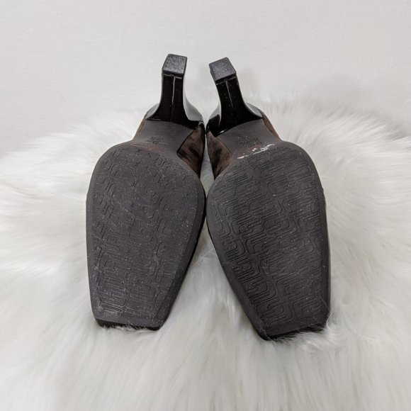 BOGO 1/2 Frank Sarto Heels Brown Leather/Velvet - Picture 6 of 7